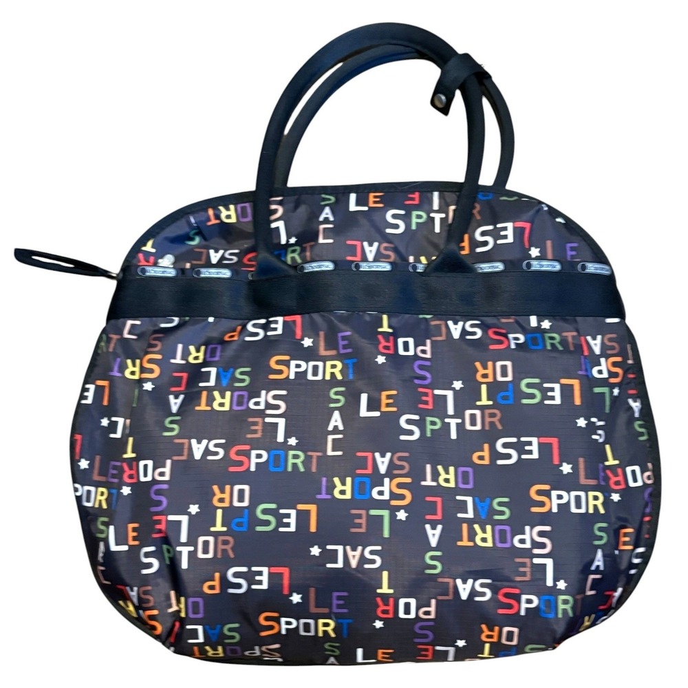 LeSportsac Tote Bag Womens Large Black Multicolor Alphabet Logo Travel‎ Duffel